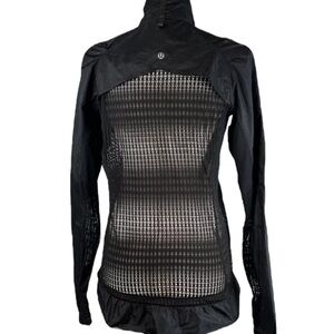 Lululemon Athletica Black Lace Back Windbreaker Runner Jacket